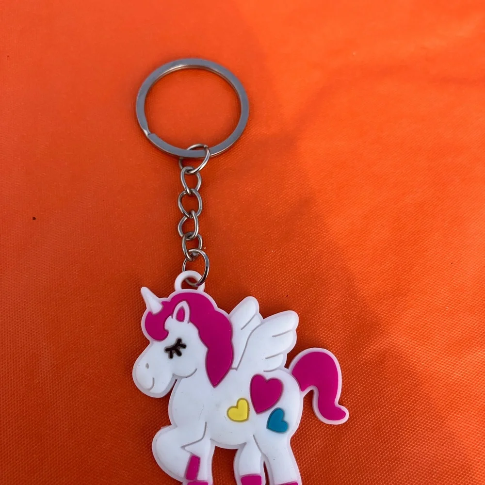 White and Blue Unicorn Keychain
